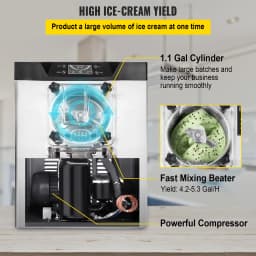 SucceBuy 20 L/H Ice Cream Machine Table Top Hard Ice Cream Yogurt Maker Automatic Benchtop Gelato Home Appliance Commercial