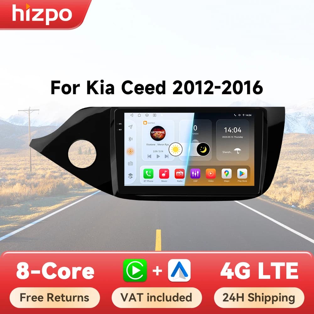 Hizpo 8+128G 2 Din Android Auto Radio For KIA CEED JD Cee'd 2012-2016 Carplay Car Multimedia GPS Navigation 2din Autoradio Wifi
