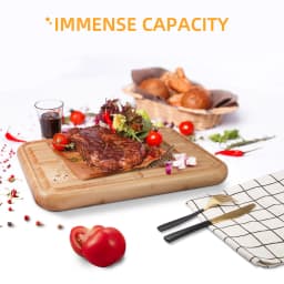 Bamboo Wood Cutting Board Cutting Carving Raised Ridges to Hold Meat for Holiday Thanksgiving Christmas Dinner