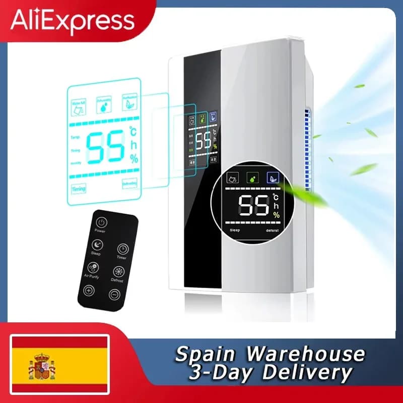 Dehumidifier and Air Purifier 2 in 1 Moisture Absorber Household Mute Bedroom Basement Remote Control Timing External Water Pipe