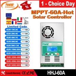 PowMr 60A MPPT Solar Charge Controller Work for 12V 24V 36V 48V Lithium Lead Acid Battery With LCD Display Max PV 160VDC Input