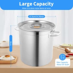 Stock Pot Stainless Steel Large Capacity Soup Stock Pot Milk Can with Lid and Riveted Handles Big Pots for Home 35L/9.25Gal