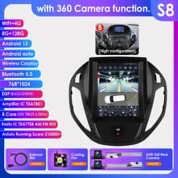 9.7" Hizpo Android13 Autoradio for Ford Tourneo Transit 2012 - 2023 Tesla Style Multimedia GPS RDS DSP 4G Carplay UI7862 360CAM