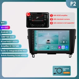 10.1" Hizpo Android13 Car Radio for Nissan Qashqai X-Trail 3 T32 2013 - 2017 Navigation GPS RDS DSP 4G BT Android Auto CarPlay