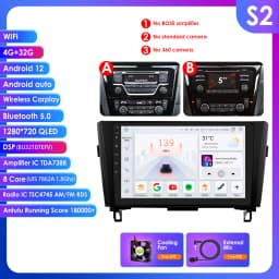 10.1" Hizpo Android13 Car Radio for Nissan Qashqai X-Trail 3 T32 2013 - 2017 Navigation GPS RDS DSP 4G BT Android Auto CarPlay