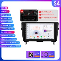 10.1" Hizpo Android13 Car Radio for Nissan Qashqai X-Trail 3 T32 2013 - 2017 Navigation GPS RDS DSP 4G BT Android Auto CarPlay