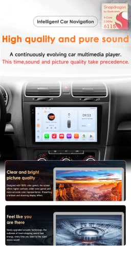 Hizpo Car Intelligent Systems Smart Stereo for VW Volkswagen Golf 6 2008-2016 GPS Radio Wireless CarPlay Android Auto 6115 4G