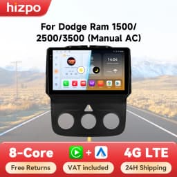 Hizpo 2din Android Car Radio For Dodge Ram 1500 2500 3500 2013-2018 Manual AC Autoradio Head Unit Navigation Carplay QLED Screen