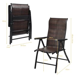 Polyrattan Folding Chair 5-way Adjustable Backrest High Lehner Balcony Chair Folding Weather Resistant