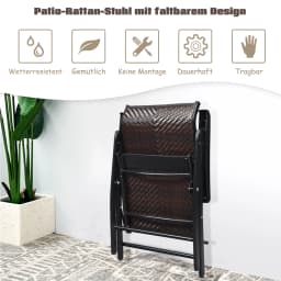 Polyrattan Folding Chair 5-way Adjustable Backrest High Lehner Balcony Chair Folding Weather Resistant