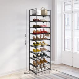 10-Tier Metal Tube Rack Elevated Shoe Shelf For Living Room Space Saving Storage Racks