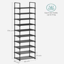 10-Tier Metal Tube Rack Elevated Shoe Shelf For Living Room Space Saving Storage Racks
