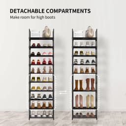 10-Tier Metal Tube Rack Elevated Shoe Shelf For Living Room Space Saving Storage Racks