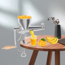 Fruit/Vegetable Squeezer Stainless Steel Manual Juicer with Screw Clamp Wheat Grass Squeezed Fruit Vegetable Extrusion Silver