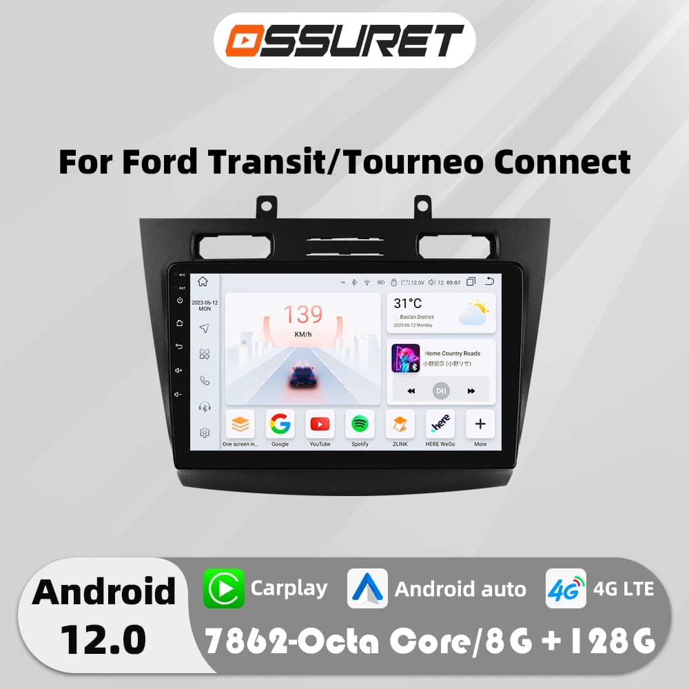 4G 8Core Android 13 Car radio GPS Stereo for FORD Transit /Tourneo Connect 2005-2014 multimedia player Autoradio 2DIN BT Carplay