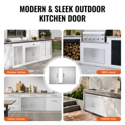 SucceBuy BBQ Access Door Double Outdoor Kitchen Stainless Steel Flush Mount Door for BBQ Island Grilling Station Outside Cabinet