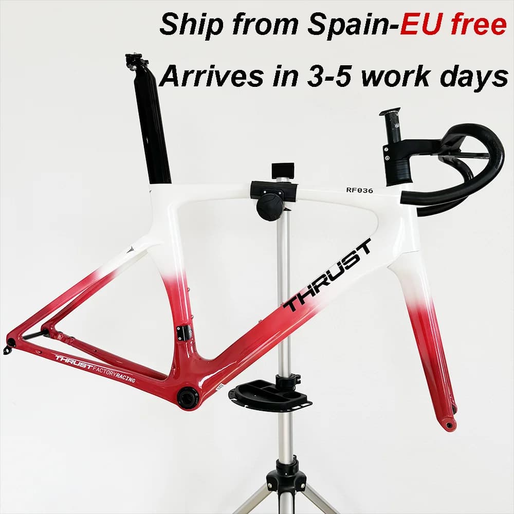 Thrust Carbon Frame Disc Brake AERO Road Bicycle Frameset Bike Race BSA T47 Full Internal Cable With Handlebar DI2 UPGRADED EPS
