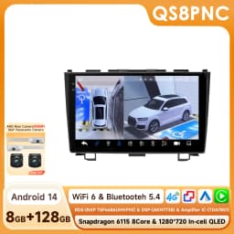 9" Hizpo 2Din Android14 Car Radio for Honda CRV CR-V 2007 - 2011 4G BT CarPlay Android Auto RDS DSP GPS Snapdragon 6115 360° CAM