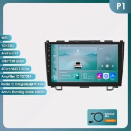 9" Hizpo 2Din Android14 Car Radio for Honda CRV CR-V 2007 - 2011 4G BT CarPlay Android Auto RDS DSP GPS Snapdragon 6115 360° CAM