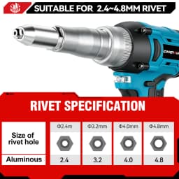 ONEVAN Brushless Electric Rivet Gun 2.4~5.0mm Drill Cordless Rivet Nut Gun Automatic Riveting Power Tool For Makita Battery Pin
