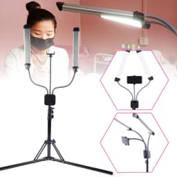 LED Cosmetic Dual Arm Light 3000K-6000K Adjustable Salon Live Make Up Lamp 360° Rotatable Fill Light with Telescopic Tripod 40W