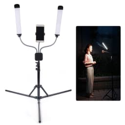 LED Cosmetic Dual Arm Light 3000K-6000K Adjustable Salon Live Make Up Lamp 360° Rotatable Fill Light with Telescopic Tripod 40W