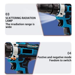 21V Cordless Electric Impact Drill Screwdriver 1600rpm High Speed Drills Rechargeable 32 Torque Household Drill Power DIY Tools