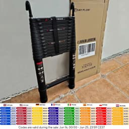 Black 5M Heavy Duty Telescopic Ladders 16.4FT Home Aluminum Extendable Roof Ladder With Detachable Hooks, Certificated EN131