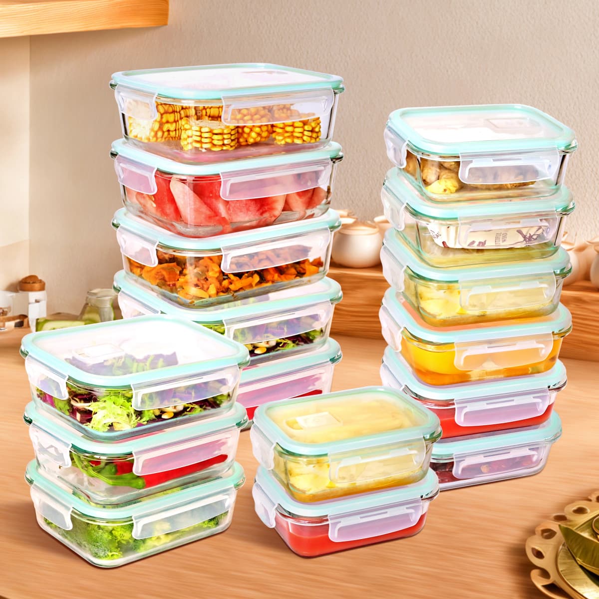 SIAZIH Rectangular Borosilicate Glass Food Storage Container With Lid Microwave Heating Sealed Household Lunch Box Refrigerated