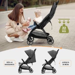Stroller Rods Compact Stroller Ultra Light Baby Stroller Up to 22 Kg Foldable One Hand Adjustable Back Eva Tyres Sun Shade