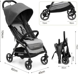 Stroller Rods Compact Stroller Ultra Light Baby Stroller Up to 22 Kg Foldable One Hand Adjustable Back Eva Tyres Sun Shade