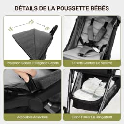 Stroller Rods Compact Stroller Ultra Light Baby Stroller Up to 22 Kg Foldable One Hand Adjustable Back Eva Tyres Sun Shade