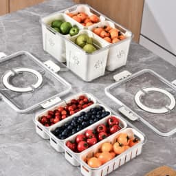 4 Pack Fridge Organizer Stackable Refrigerator Organizer Bins with Lids BPA-Free Fridge Organizers and Storage Containers