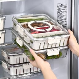 4 Pack Fridge Organizer Stackable Refrigerator Organizer Bins with Lids BPA-Free Fridge Organizers and Storage Containers