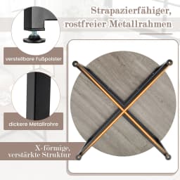 Set of 3 coffee table, side table metal frame, 1 round coffee table & 2 square tables, sofa table living room table