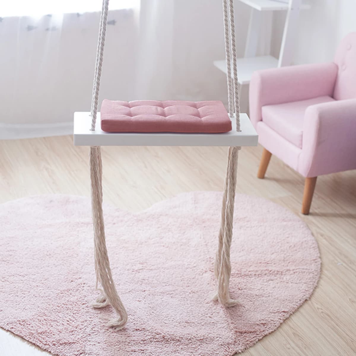 50kg Sponge Pad Garden Indoor And Outdoor Swing Frames With Wooden Rope For Playgrounds, Outdoor Areas, Gardens, Courtyards