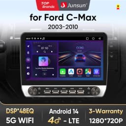Junsun 10" Button Car Radio for Ford C-Max 2003-2010 GPS Multimedia Stereo BT FM RDS Wireless CarPlay for Apple Android Auto 4G