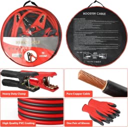 Car Jump Leads - Robust Jumper Cable Car 1500A 4/6M w/ Strong Clamps, Car Starter Cable for Petrol and Diesel Cars, Vans, Trucks