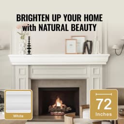 SucceBuy Fireplace Mantel 72 x 8 x 5" 50 lbs Natural Wood Mantel for Over Fireplace Wall Handcrafted Wood for Wall Decor White