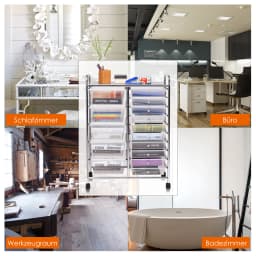 Trolley with 15 stackable drawers, drawer trolley roll container with metal rack and storage space, bathroom trolley