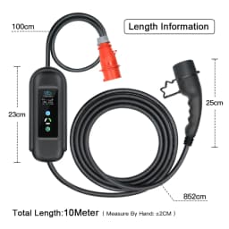 KOLANKY 16A 11KW Portable EV Charger Wallbox Type 2 IEC-62169 Standard Charging Timer For Eletric Vehicle Hybrid Cars Cable 10M