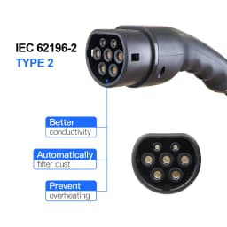KOLANKY 16A 11KW Portable EV Charger Wallbox Type 2 IEC-62169 Standard Charging Timer For Eletric Vehicle Hybrid Cars Cable 10M