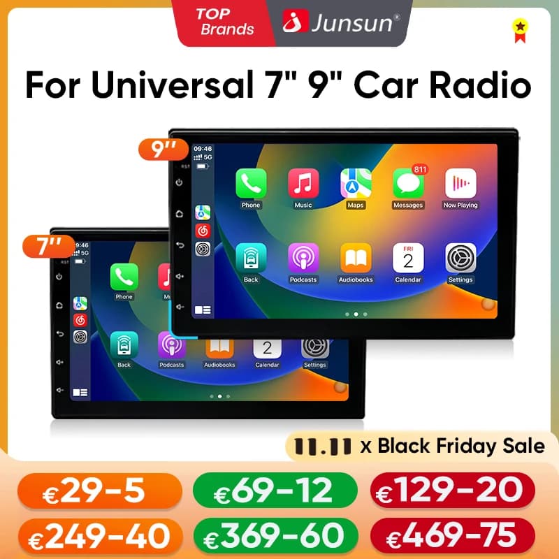 Junsun 7" 9" Universal CarPlay Android Auto Radio for VW Volkswagen Fiat Renault Nissan Hyundai 4G Wifi Car Multimedia autoradio