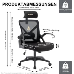 SYMINO Office Chair With Adjustable Headrest, Armrests, Lumbar Support, Ergonomic Office Chair, Rotating Rocker Function
