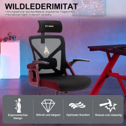 SYMINO Office Chair With Adjustable Headrest, Armrests, Lumbar Support, Ergonomic Office Chair, Rotating Rocker Function