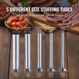 SucceBuy Electric Sausage Stuffer Vertical Meat Stuffer Speed Control Foot Pedal Made of 304 Stainless Steel 5 Stuffing Tubes