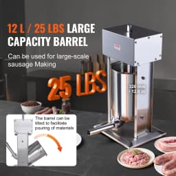 SucceBuy Electric Sausage Stuffer Vertical Meat Stuffer Speed Control Foot Pedal Made of 304 Stainless Steel 5 Stuffing Tubes