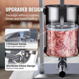 SucceBuy Electric Sausage Stuffer Vertical Meat Stuffer Speed Control Foot Pedal Made of 304 Stainless Steel 5 Stuffing Tubes