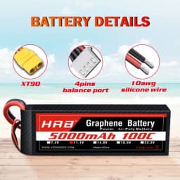 HRB 3S 5000mah Graphene Battery 100C 11.1v Lipo Battery with XT90 Connector for RC Car Truck Monster RC Drone Airplane RC Boat