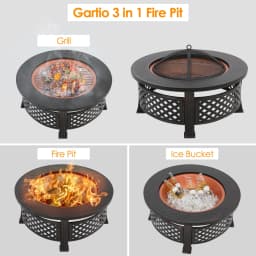 Large Ø81cm Fire Bowl with Grill Grate, with Spark Protection, 3 in 1 Fire Pit Fire Basket Spark Protection BBQ Heater, Black